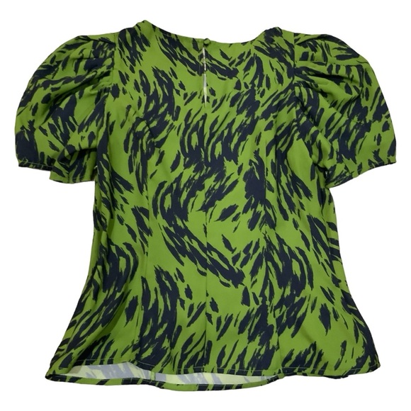 ALI & JAY Los Angeles Abstract Green Navy Print Puff Sleeve Top - Picture 3 of 11